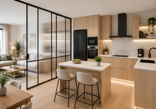 Cocina con separación de ambientes